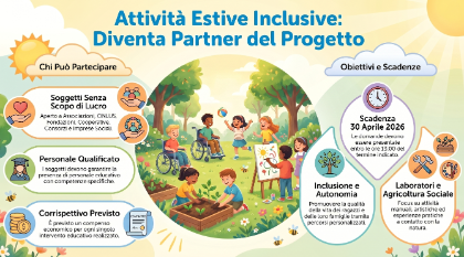 Avviso Pubblico per l'individuazione di partner per le attività estive inclusive per minori con disabilità 