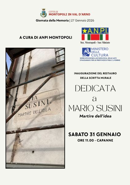 Montopoli, torna a splendere la memoria: concluso il restauro della scritta murale dedicata a Mario Susini