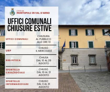 Orari dei servizi comunali estate 2026