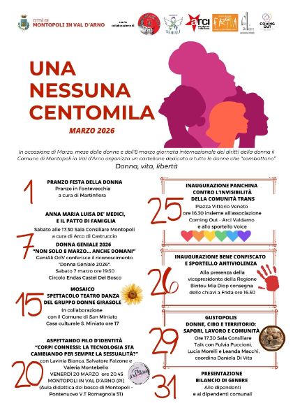 Una, Nessuna, Centomila: Montopoli in Val d’Arno dedica il mese di marzo ai diritti delle donne